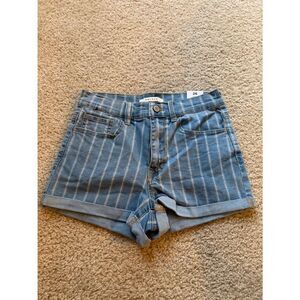 PacSun Striped Denim Shorts Size 26 NWT Blue Shortie summer Jean shorts